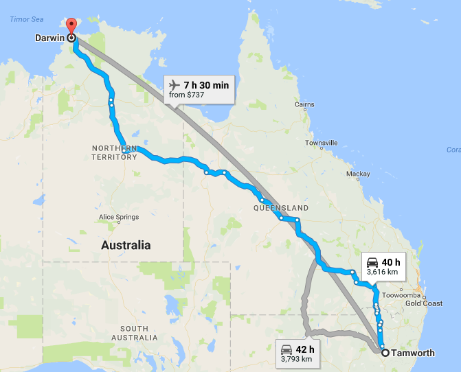 Tamworth to Darwin Removalists Interstate Removals United Movers